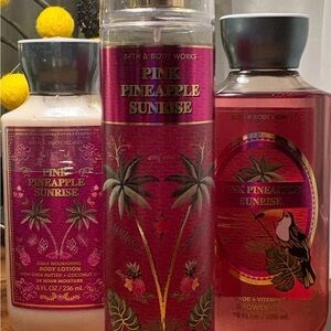 Bath & Body Works Pink Pineapple Sunrise Three Piece Set Gift Set Works‎ NEW